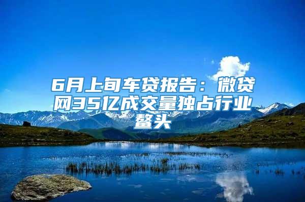 6月上旬车贷报告：微贷网35亿成交量独占行业鳌头