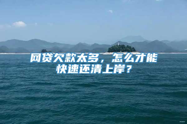网贷欠款太多，怎么才能快速还清上岸？