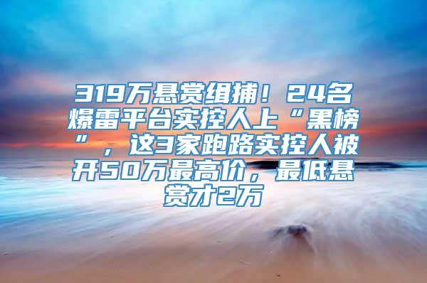 319万悬赏缉捕！24名爆雷平台实控人上“黑榜”，这3家跑路实控人被开50万最高价，最低悬赏才2万