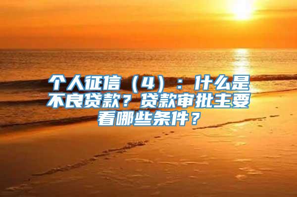 个人征信（4）：什么是不良贷款？贷款审批主要看哪些条件？