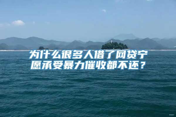 为什么很多人借了网贷宁愿承受暴力催收都不还？