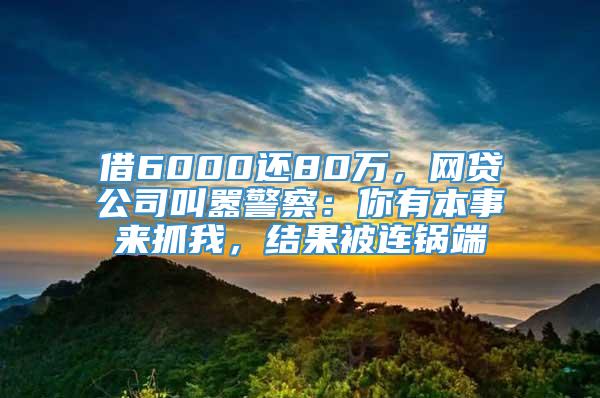 借6000还80万，网贷公司叫嚣警察：你有本事来抓我，结果被连锅端