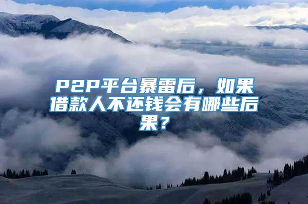 P2P平台暴雷后，如果借款人不还钱会有哪些后果？