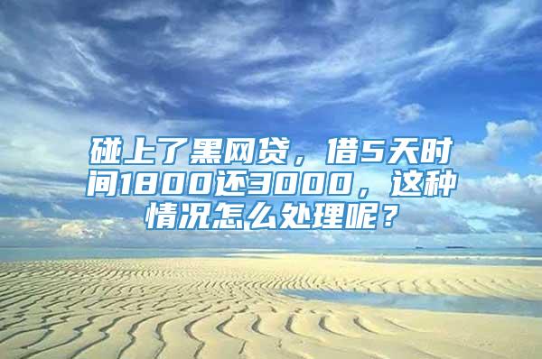 碰上了黑网贷，借5天时间1800还3000，这种情况怎么处理呢？