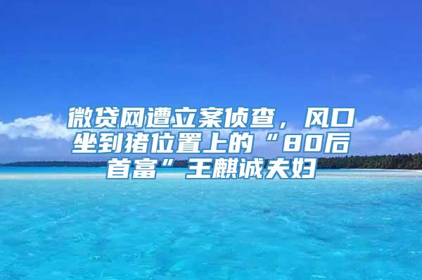 微贷网遭立案侦查，风口坐到猪位置上的“80后首富”王麒诚夫妇