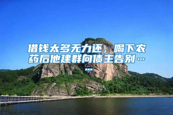 借钱太多无力还，喝下农药后他建群向债主告别……