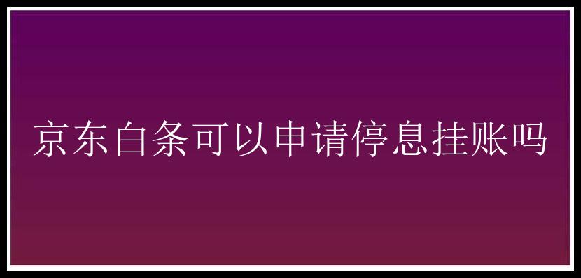 京东白条可以申请停息挂账吗