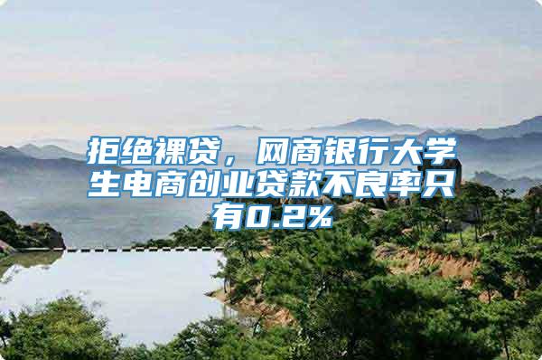 拒绝裸贷，网商银行大学生电商创业贷款不良率只有0.2%