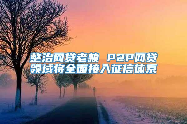 整治网贷老赖 P2P网贷领域将全面接入征信体系