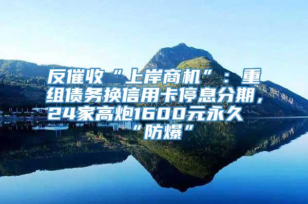 反催收“上岸商机”：重组债务换信用卡停息分期，24家高炮1600元永久“防爆”