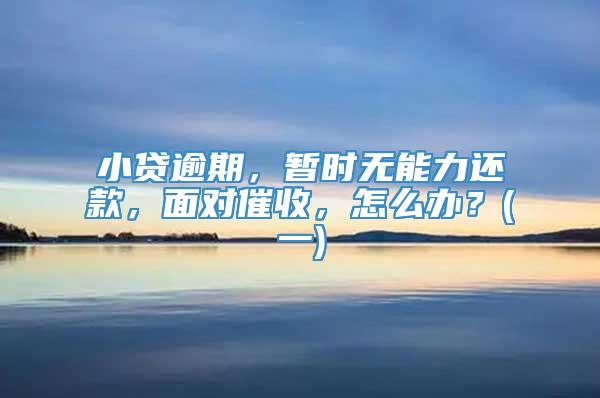 小贷逾期，暂时无能力还款，面对催收，怎么办？(一)