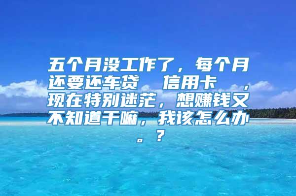 五个月没工作了，每个月还要还车贷  信用卡  ，现在特别迷茫，想赚钱又不知道干嘛，我该怎么办。？