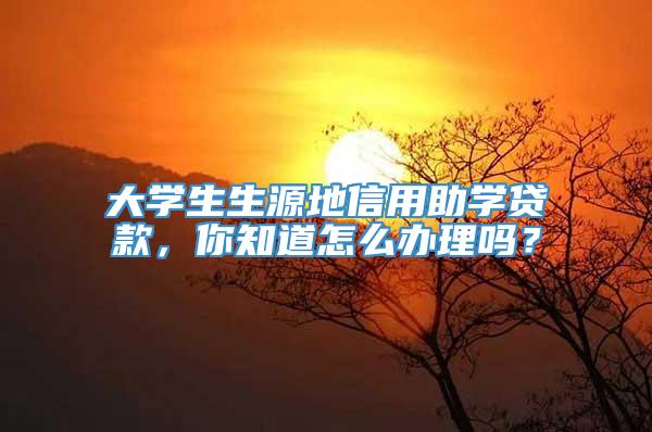 大学生生源地信用助学贷款，你知道怎么办理吗？