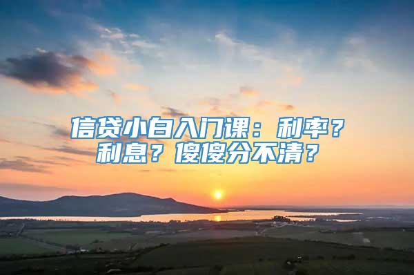 信贷小白入门课：利率？利息？傻傻分不清？