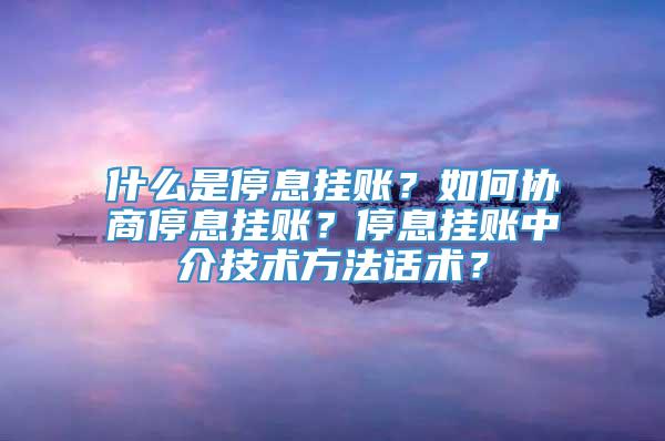 什么是停息挂账？如何协商停息挂账？停息挂账中介技术方法话术？