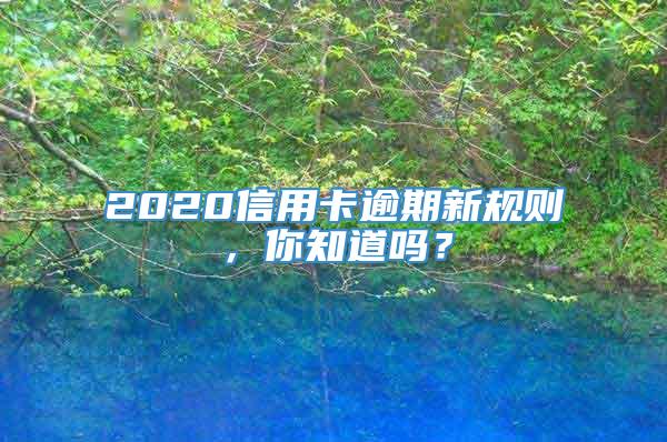 2020信用卡逾期新规则，你知道吗？