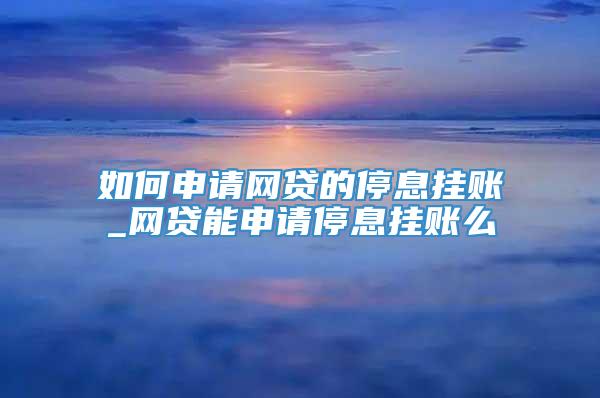 如何申请网贷的停息挂账_网贷能申请停息挂账么