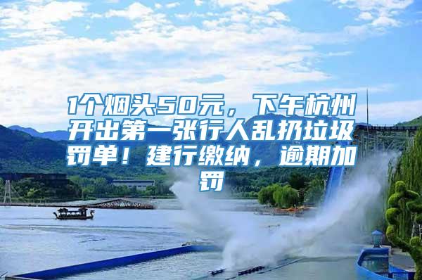 1个烟头50元，下午杭州开出第一张行人乱扔垃圾罚单！建行缴纳，逾期加罚