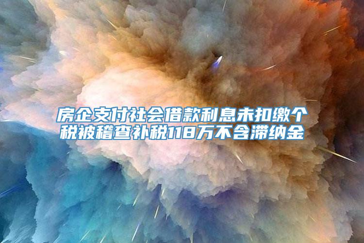 房企支付社会借款利息未扣缴个税被稽查补税118万不含滞纳金