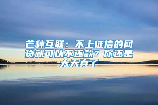 芒种互联：不上征信的网贷就可以不还款？你还是太天真了