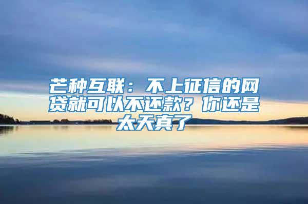 芒种互联：不上征信的网贷就可以不还款？你还是太天真了