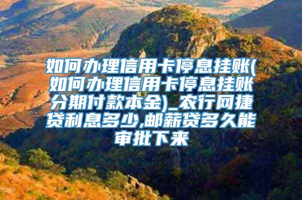 如何办理信用卡停息挂账(如何办理信用卡停息挂账分期付款本金)_农行网捷贷利息多少,邮薪贷多久能审批下来