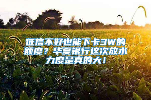 征信不好也能下卡3W的额度？华夏银行这次放水力度是真的大！