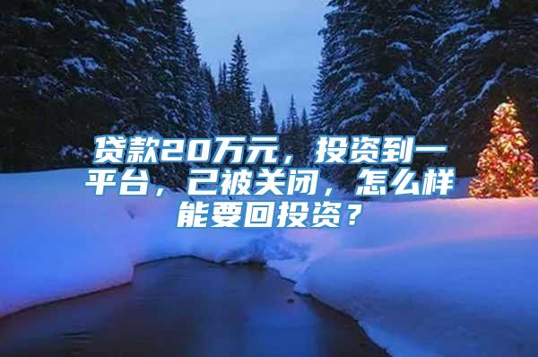 贷款20万元，投资到一平台，己被关闭，怎么样能要回投资？