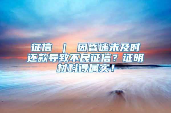 征信 ｜ 因昏迷未及时还款导致不良征信？证明材料得属实！