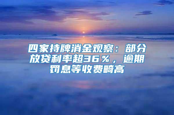 四家持牌消金观察：部分放贷利率超36％，逾期罚息等收费畸高