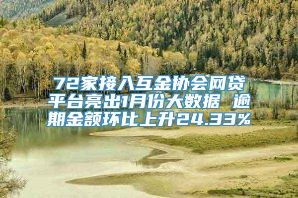 72家接入互金协会网贷平台亮出1月份大数据 逾期金额环比上升24.33%