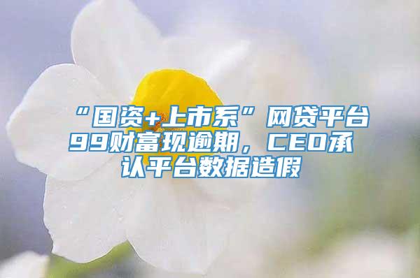 “国资+上市系”网贷平台99财富现逾期，CEO承认平台数据造假