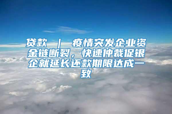 贷款 ｜ 疫情突发企业资金链断裂，快速仲裁促银企就延长还款期限达成一致