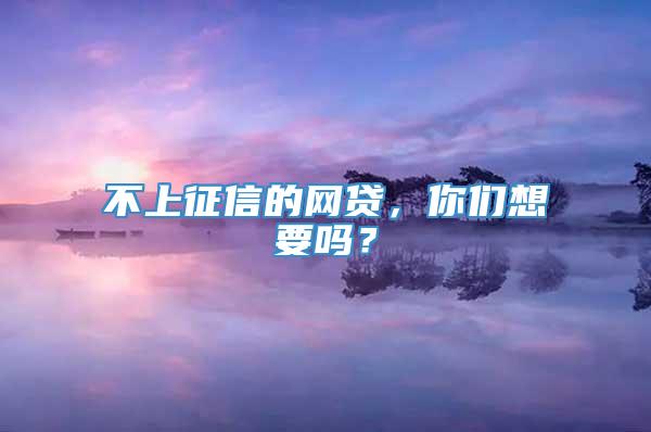 不上征信的网贷，你们想要吗？