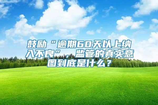 鼓励“逾期60天以上纳入不良”，监管的真实意图到底是什么？