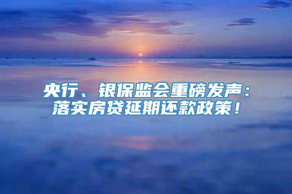 央行、银保监会重磅发声：落实房贷延期还款政策！