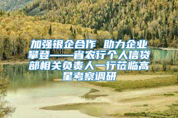 加强银企合作 助力企业攀登——省农行个人信贷部相关负责人一行莅临高星考察调研