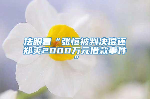 法眼看“张恒被判决偿还郑爽2000万元借款事件”