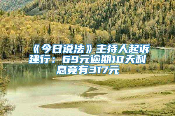 《今日说法》主持人起诉建行：69元逾期10天利息竟有317元