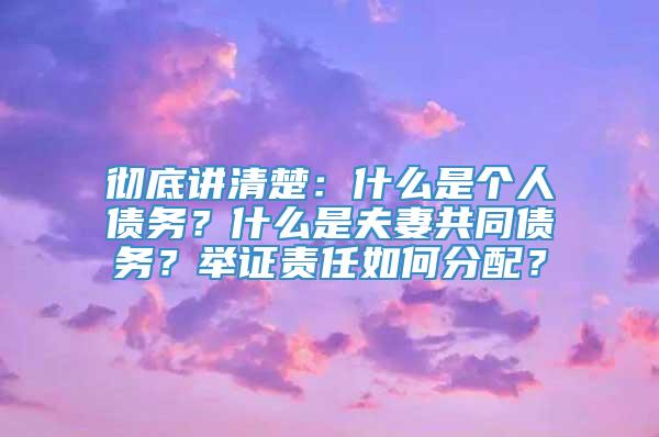 彻底讲清楚：什么是个人债务？什么是夫妻共同债务？举证责任如何分配？