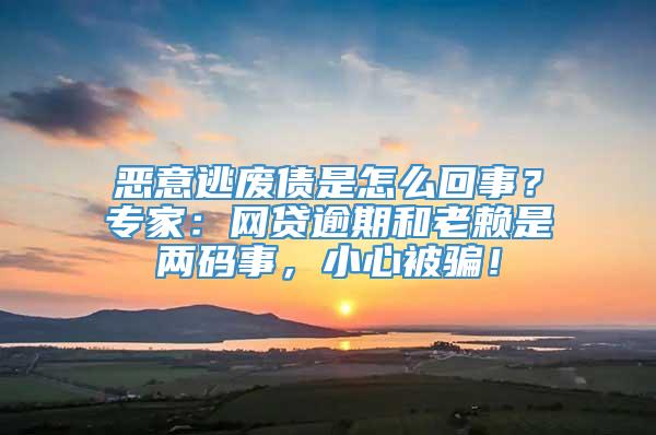 恶意逃废债是怎么回事？专家：网贷逾期和老赖是两码事，小心被骗！