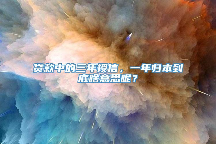 贷款中的三年授信，一年归本到底啥意思呢？