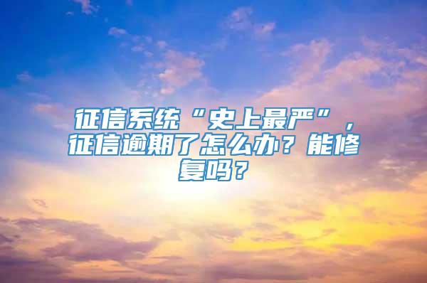 征信系统“史上最严”，征信逾期了怎么办？能修复吗？