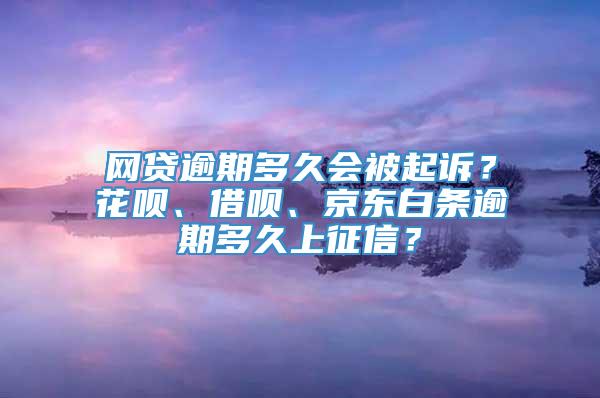 网贷逾期多久会被起诉？花呗、借呗、京东白条逾期多久上征信？