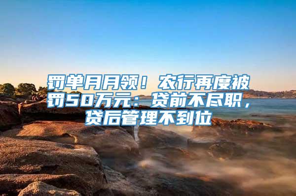 罚单月月领！农行再度被罚50万元：贷前不尽职，贷后管理不到位