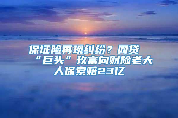 保证险再现纠纷？网贷“巨头”玖富向财险老大人保索赔23亿