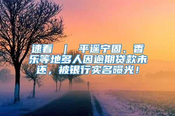 速看 ｜ 平遥宁固、香乐等地多人因逾期贷款未还，被银行实名曝光！