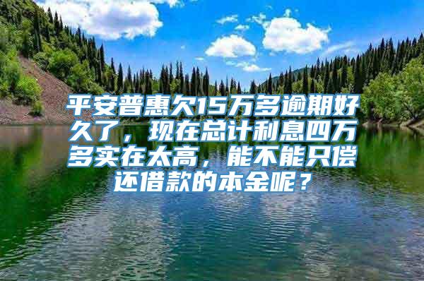 平安普惠欠15万多逾期好久了，现在总计利息四万多实在太高，能不能只偿还借款的本金呢？