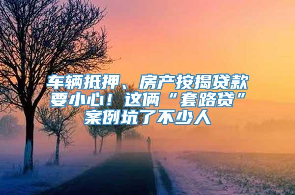 车辆抵押、房产按揭贷款要小心！这俩“套路贷”案例坑了不少人