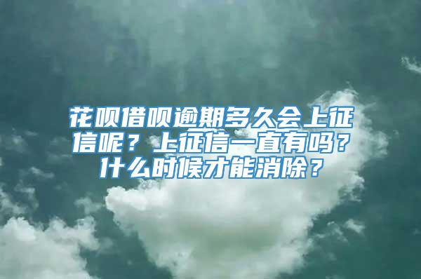 花呗借呗逾期多久会上征信呢？上征信一直有吗？什么时候才能消除？